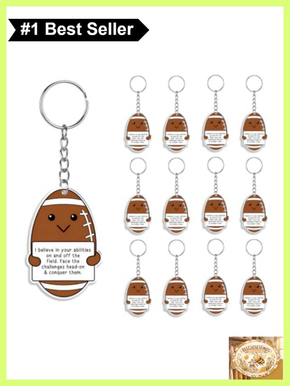 12 Pack Acrylic Football Keychains Team Gifts Party Favors Bag Charms